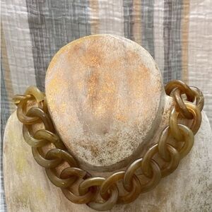 Chunky acrylic link necklace with a butterscotch brown appearance Made in Italy